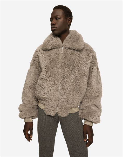 Shearling jacket with hood in Multicolor for Men